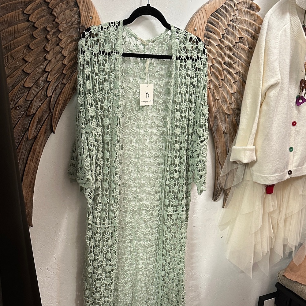 Do Everything in Love Sage Crochet Cardigan